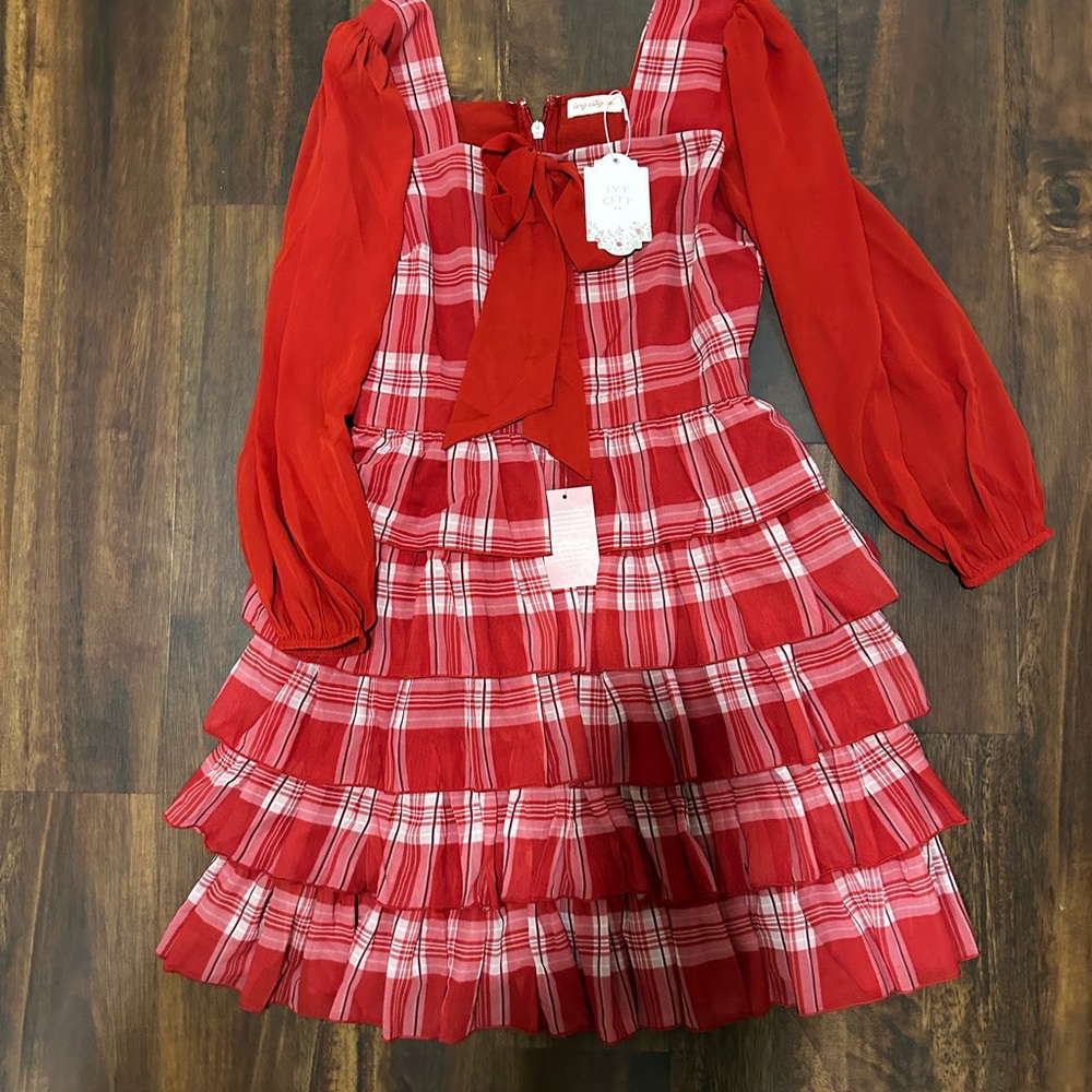 Ivy City Co Red Plaid Taylor Dress - Picture 2 of 3